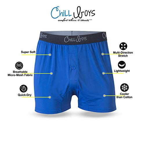 Chill Boys Performance Boxers -Cool Comfortable Men's Boxer Shorts. Soft Anti-Chafing Underwear For Men. Tagless Boxers, Blue, Xxl #TOP7