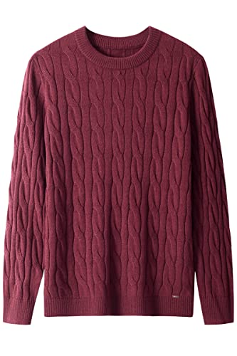 ZHILI Men's Casual Crewneck Sweaters Cable Thermal Pullover Knit Sweater