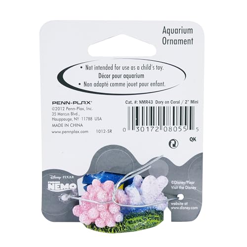 Image of Penn-Plax - Officially Licensed Disney's Finding NEMO Aquarium Ornament - Dory with Pink & Purple Coral - Mini Sized 1.6 inch Tall