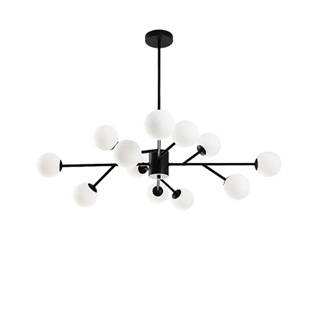 CSXSXAUO Glass Ball Chandelier,Nordic Molecule Pendant Light Mid Century Sputnik Chandelier Matte Black Finish Hanging Lamp Adjustable Modern Ceiling Fixture 12 Lights Vision