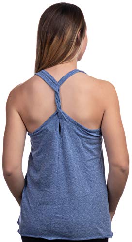 Ann Arbor T-shirt Co. Rosie The Lifter | Cute Workout Exercise Lifting Women Kettlebell Racerback Tank-(Racerback,S) Vintage Blue