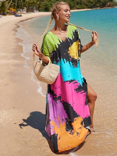 Image of NFVNKJ Women's Plus Size Beach Lounge Kaftan Maxi Dress Swimsuit Coverup for Women