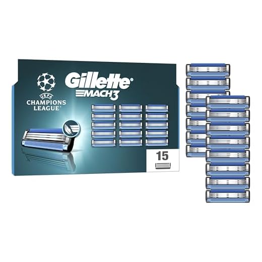 Gillette Mach3 Recharges De Lames De Rasoir Pour Homme, Rasoirs À 3 Lames 15 Recharges De Lames, Lames Plus Résistantes Que L’Acier
