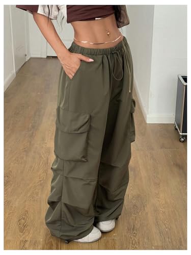 GORGLITTER Women's Y2k Flap Pocket Baggy Cargo Pants Oversized Drawstring Waist Joggers2