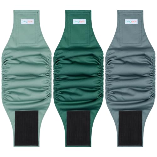 Image of Langsprit Male Belly Bands for Dogs (Pack of 3) - High Absorbing Dog Wraps Male Washable - Reusable Dog Diapers (Dark Blue Green, X-Large)