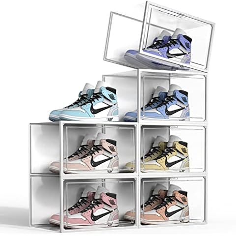 SEE SPRING 6 Pack Shoe Storage Box, Clear Plastic Stackable Shoe Organizer for Closet, X-Large Shoe Containers Bins Holders for Display Sneaker Fit up to Size 14 (Clear) Cover