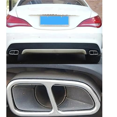 Cache-pot d'échappement arrière premium silver pour Mercedes CLA C117