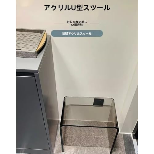 Effonek 玄関の靴交換用スツール 北欧モダンスタイルのホームデコレーション 透明アクリル 小さなディスプレイスタンド (31*19.8*22cm,グレー) [4]