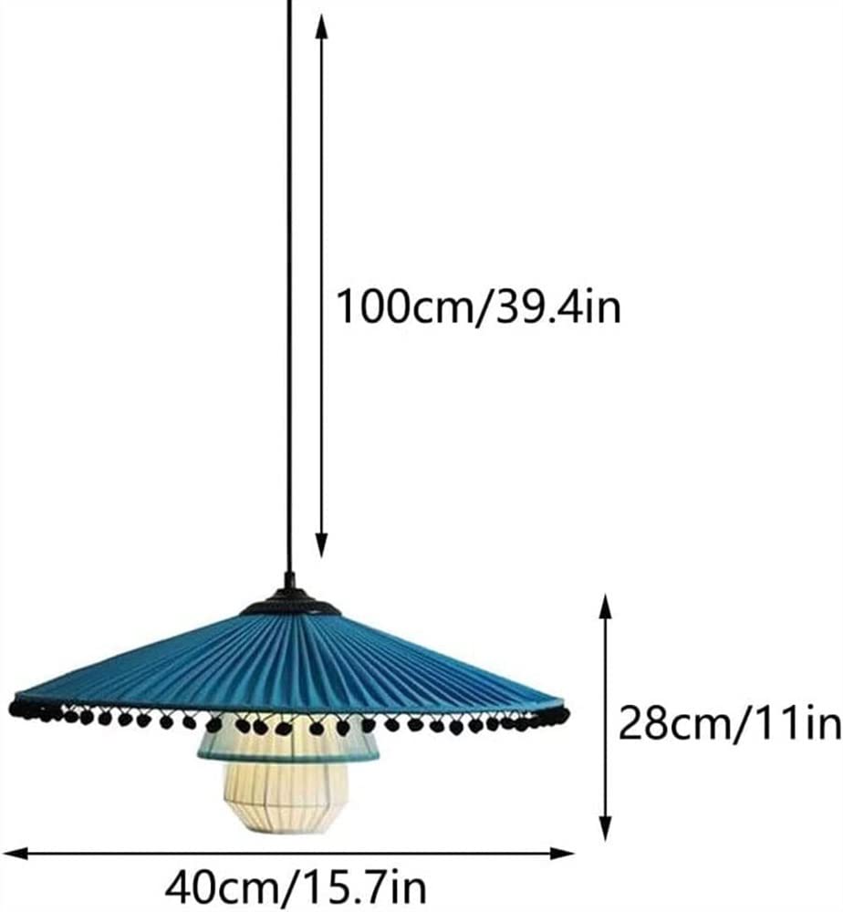 Modern Pendelleuchte Schirmform Pendelleuchte Kreativer Stoff Lampenschirm Hängelampe Chinesischer Stil E27 Deckenleuchte for Schlafzimmer Badezimmer Flur Wohnzimmer Teestube Kronleuchter(Zwart)
