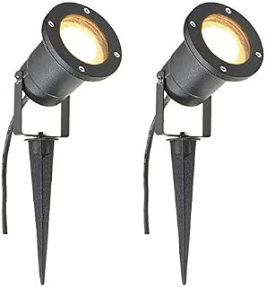 2 x MR16 12V Outdoor Garden Spike Ground Mount or Watt Light IP65 Matt Black Low Voltage
