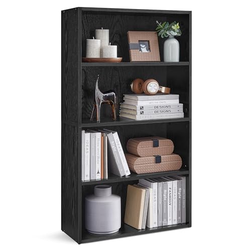 VASAGLE Custos Collection - Bookshelf, 4-Tier Bookcase, Book Shelf, Open Storage Shelf, 9.4 x 23.6 x 42.4 Inches, for Living Room, Home Office, Dinning Room, Ebony Black ULBC164T56 by VASAGLE - Used condition - CA$73.33