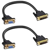 YARCHONN DVI to VGA Cable Adapter DVI-I 24+5 Pin Male to VGA Female Converter Connector Cord for PC HDTV Monitor Projector 30cm-2pcs