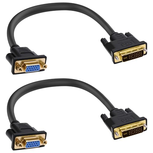 YARCHONN DVI to VGA Cable Adapter DVI-I 24+5 Pin Male to VGA Female Converter Connector Cord for PC HDTV Monitor Projector 30cm-2pcs