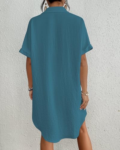 Image of Bsubseach Women Swimsuit Coverup Shirt Dress Button Down Bathing Suit Cover Up Beach Vacation Outfits