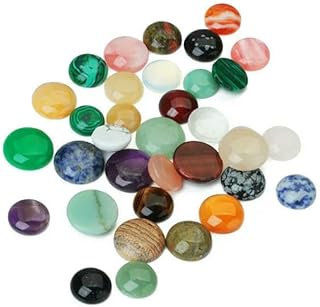 HDJSDB 10 cabujones de piedra natural de 6/8/10/12 mm, colores variados, espaciadores redondos de base plana para hacer anillos y joyas (colores variados, 8 mm)