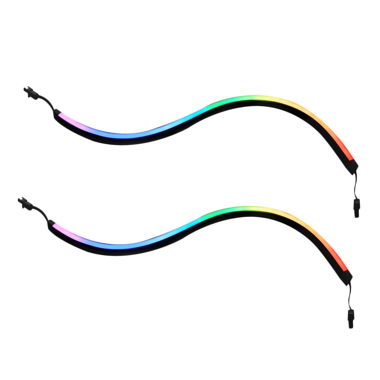 NUOBESTY Barre Lumineuse Argb pour Boîtier Pc, 2 Pièces, 400mm, 28 Led, Abs Noir, Fixation Adhésive, Connexion en Série