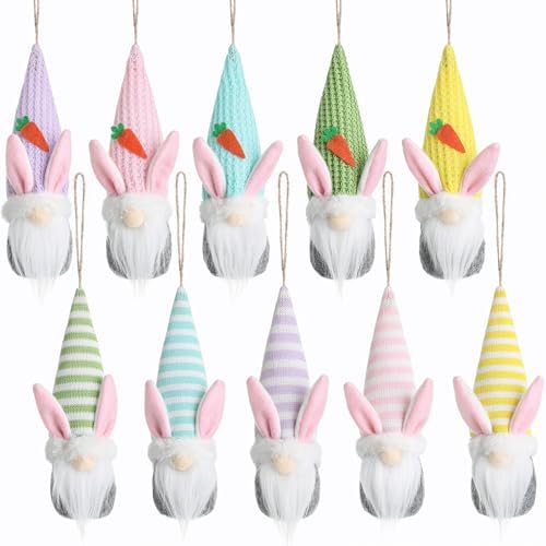 Amazon.com: Argodaze Easter Hanging Gnomes Set of 10 Handmade Plush ...