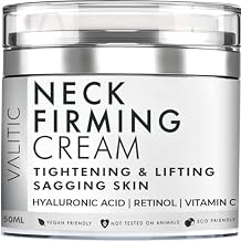 VALITIC Neck Cream for Tightening and Firming - Hyaluronic Acid, Retinol, Vitamin C, Peptides - Anti Aging Day and Night Cream for Lifting Sagging Skin