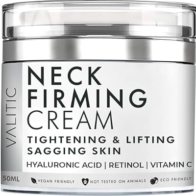 VALITIC Neck Cream for Tightening and Firming - Hyaluronic Acid, Retinol, Vitamin C, Peptides - Anti Aging Day and Night Cream for Lifting Sagging Skin