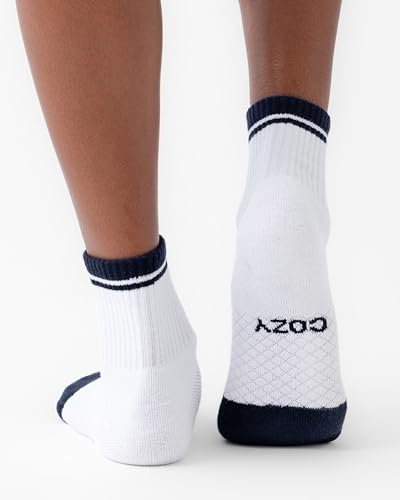 Image of Cozy Earth Essential Quarter Socks for Women and Men - Soft Mercerized Cotton Crew Socks 2-Pack Set - Heel & Arch Support