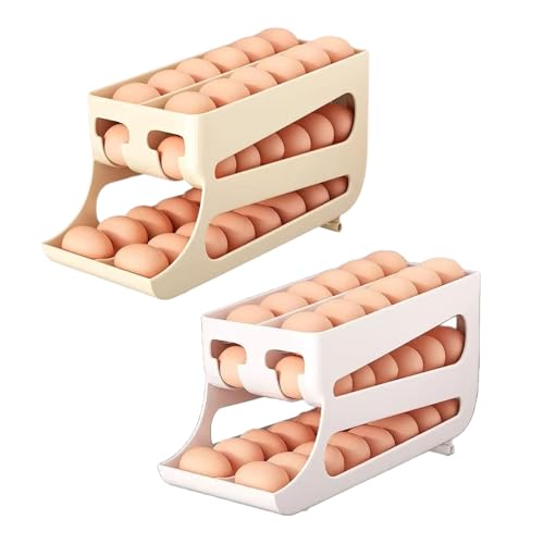 Caja de huevos para nevera auto-rodante de doble capa y estructura resistente 7