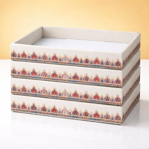 Image of SATYAM KRAFT 12 Pcs Multipurpose Folding Cardboard Gift Box | Premium Paper Hamper Empty DIY Tray for Wedding, Birthday, Gifting, Gift Packaging, Festive Foldable Hampers, Stylish Return Gifts (Beige)