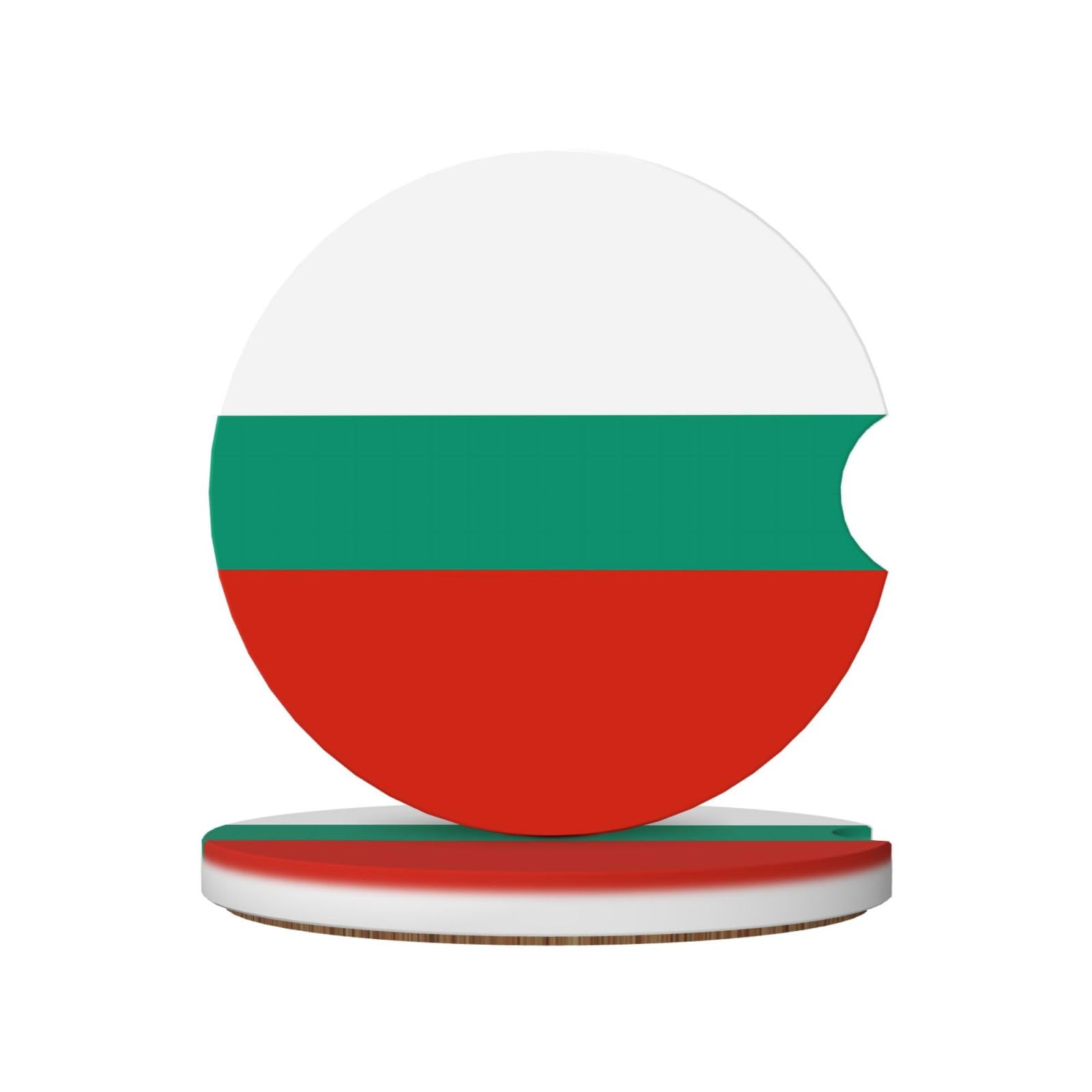 Bulgarian Flag Printed Ceramic Car Cup Coasters (2 Pack), Suitable for car Cup Holders, 2.56 inch Diameter