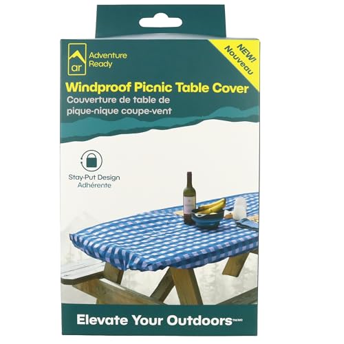 AR Adventure Ready Windproof Picnic Table Cover - Blue Gingham