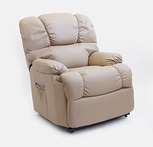 Deluxe – Fauteuil Relax massant élévateur Levanta Personnes électrique – pour Personnes âgées ou mobilité reducida- Cuir synthétique de Marron Taupe