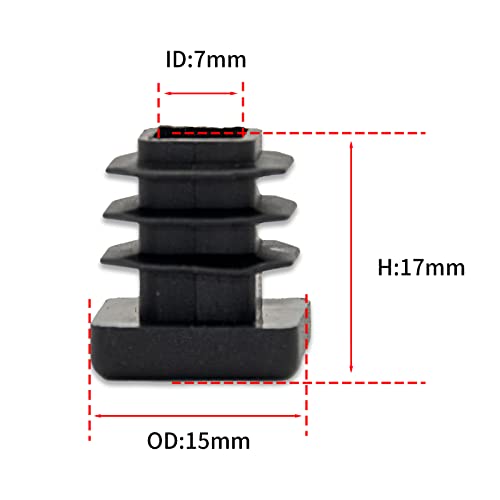 Image of Flyshop 15 x 15 mm, 0.59 inch x 0.59 inch Black Plastic Hole Plugs Square Tubing End Caps Tube Inserts Durable Furniture Glide for Chair Table Stool Leg 8 Pack