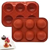 2 Stück Silikon Backform Kugel 6-fach Silikonform Halbkugel Wiederverwendbare Schokoladenform 5cm...