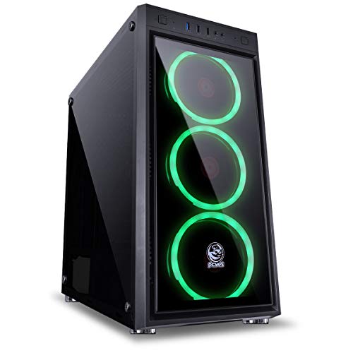 GABINETE MID-TOWER JUPITER PRETO COM 3 FANS LED RGB FRONTAL E LATERAL EM VIDRO TEMPERADO - JUPPT7C3F