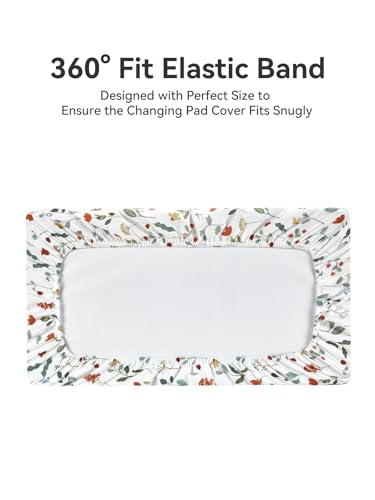 Image of Changing Pad Cover Set in Soft Jersey Material - Fits 32 inch /34''x16 Contoured Pad for Babies, Forest Floral