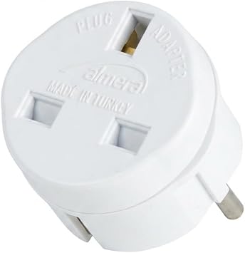İngiliz Priz Adaptörü, UK Fiş Dönüştürücü, Topraklı Seyahat Adaptörü; Türkiye Tipi Cihazlar İçin 3500W Güç, TSE & CE Sertifikalı Yanmaz Gövde - İngiltere Dubai Hong Kong Singapur Uyumlu Almera