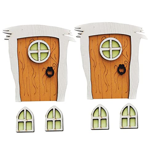 PHENOFICE 2ensembles Décorations Lumineuses Bois pour Jardin De Fenêtres Et Portes Miniatures Accessoires Scéniques Et Adornements Éclairés pour Décor Extérieur