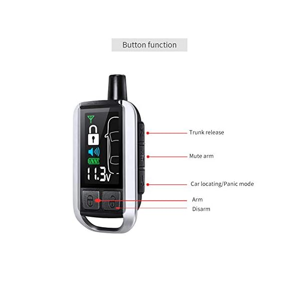 EASYGUARD EC206-A 2 Way car Alarm System with Rechargeable LCD Pager Display keyless Entry Shock Alarm Warning Remote Trunk Release 868Mhz DC12V - Image 3