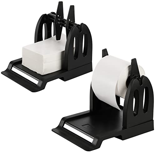 Lyellfe 2 Stück Thermo-Etikettenhalter, 2 in 1 Rolle und Fächerfalt-Papierhalter, schwarzer Versandetikettenhalter für Desktop-Etikettendrucker Versandbedarf Cover