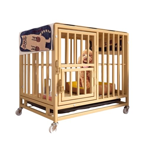 Jaula resistente para perros con ruedas, caseta portátil para mascotas con bandeja extraíble para perros pequeños y medianos, diseño indestructible