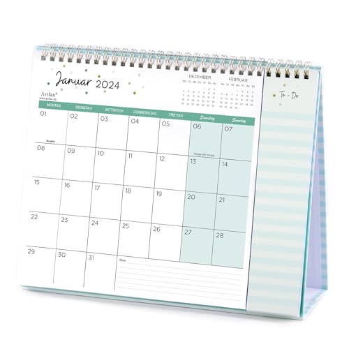Finocam Tischkalender 2024 Auf Spanisch – Januar Bis Dezember, Mit Feiertagen, Mondphasen & Spiralbindung