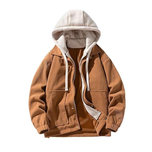 Veste décontractée à capuche pour homme en velours côtelé GUOYUXIAO d'automne