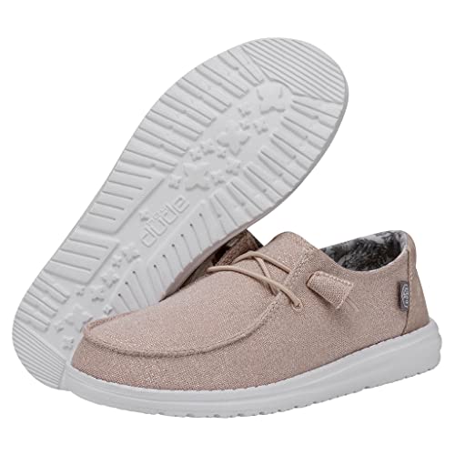 Image of HEYDUDE Women's Wendy Sparkling Pink Size 7 | Women's Shoes | Women's Lace Up Loafers | Comfortable & Light-Weight