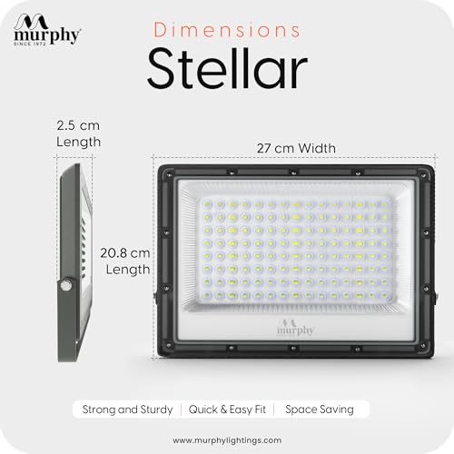 Image of Murphy Stellar 100W LED Flood Light with Day-Night Sensor & Driver, Cool White 6500K, IP66 Waterproof, Outdoor Security & Landscape Lighting, BIS Approved, 2-Year Warranty - Pack of 5