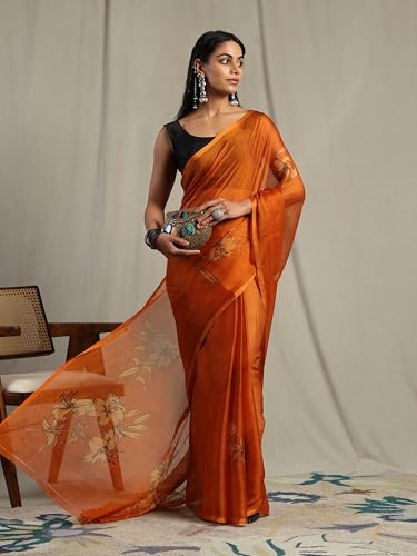 Image of Garden Vareli Floral Print Chiffon Saree