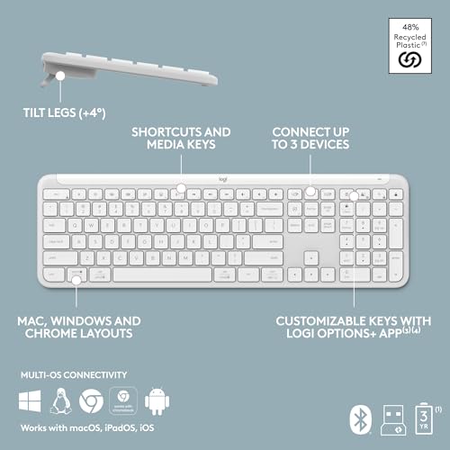 Logitech Signature Slim K950 Wireless Keyboard with Quiet Typing - White - image 9
