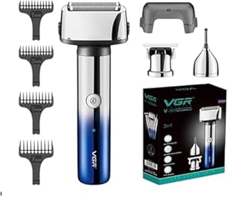 ماكينة حلاقة شعر كهربائية 3 في 1 بشاشة اي اي دي قابلة لإعادة الشحن لحلاقة اللحية والحواجب 0 ملم للرجال V-365