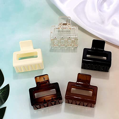 Atoden Square Hair Clips 5 Pcs Small Hair Clips 2'' Mini Claw Clips Acrylic Hair Claw Clips For Women Girls Square Claw Clips For Short Hair Thin And Medium Hair Clips Non-Slip Hair Clamps Jaw Clips Hair Accessories Gifts For Women #TOP6