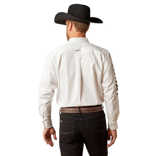 Image of ARIAT White Team Logo Twill Classic Fit Men's Longsleeve Shirt 10046825