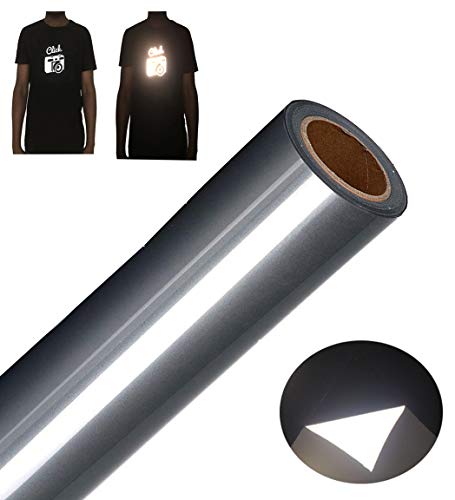 FUNKAKA Heat Transfer Vinyl Reflective Dark Gray HTV Roll, 12' x 10ft...