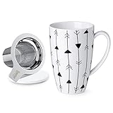 Sweese 201.205 Porcelain Tea Mug with Infuser and Lid, 15 OZ, Arrow