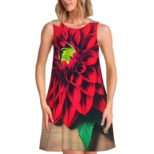 Robe d'été décontractée dahlia rouge : restez fraîche et élégante à la plage